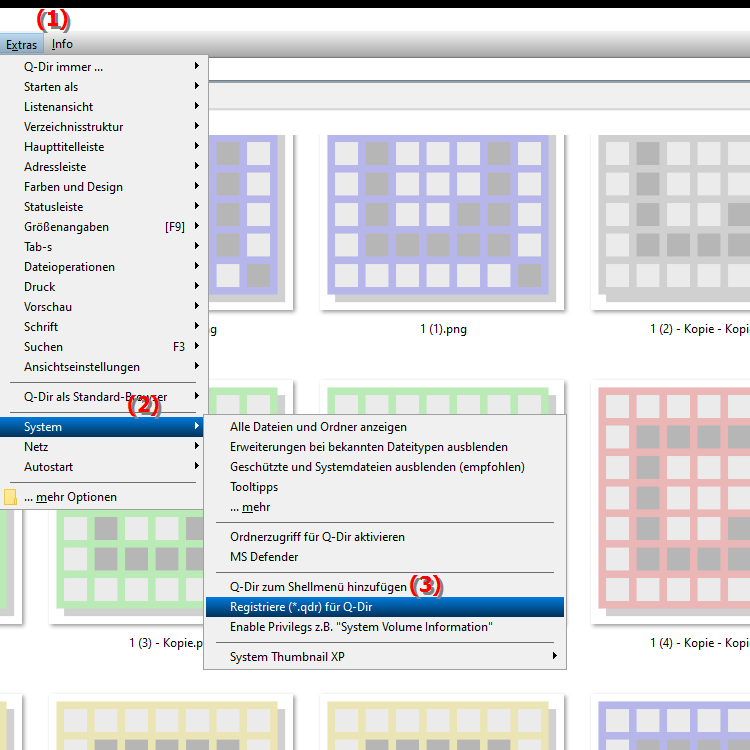 Was bedeutet die Registrierung von  .qdr für den Quad Datei Explorer